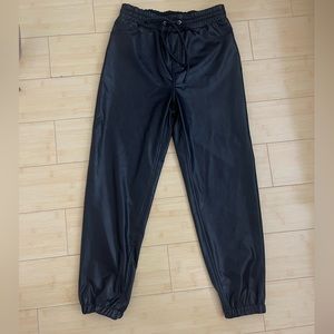 express high rise vegan leather joggers